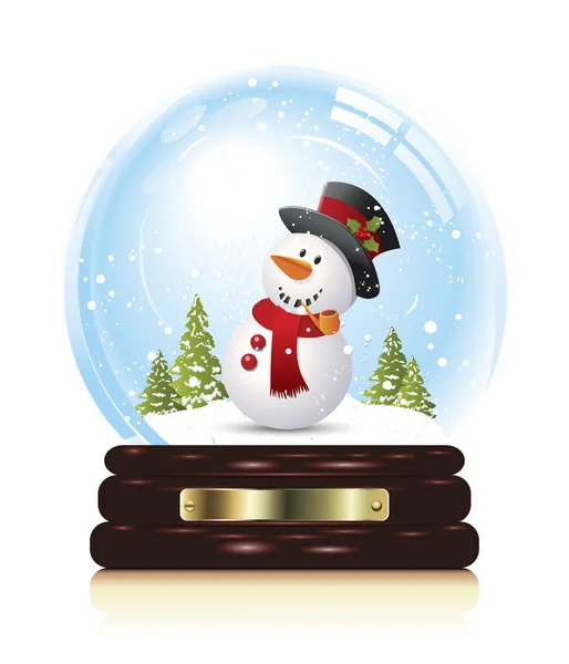 Snow globe with snowman — Stock Vector