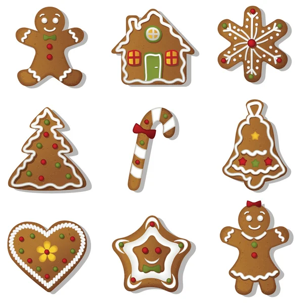 Kerstmis gingerbreads instellen — Stockvector