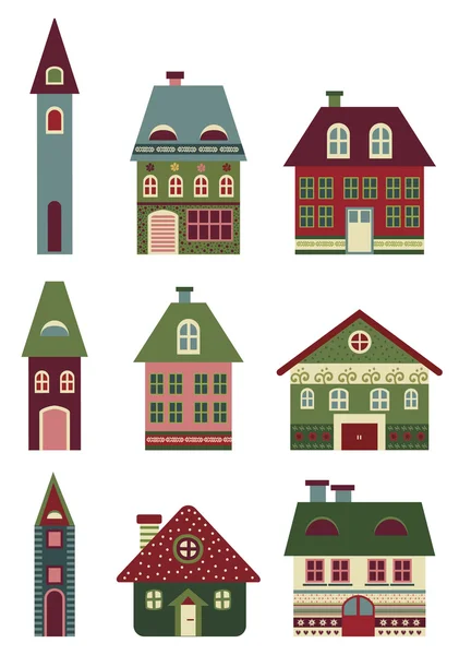 Retro houses set — Stock Vector