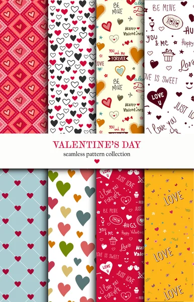 Aftelkalender voor Valentijnsdag patroon collectie — Stockvector