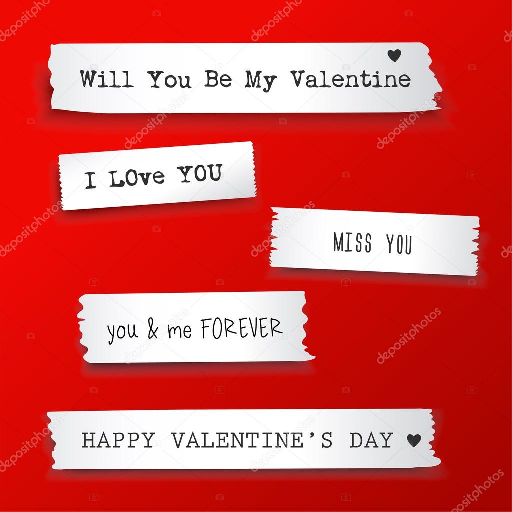 Valentine paper banner with text messages.