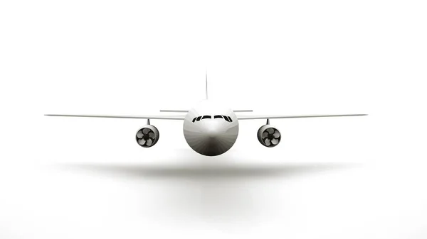 客机的3D渲染、机翼和螺旋桨。空运、机场、白色背景的隔离元件、设计. 图库图片
