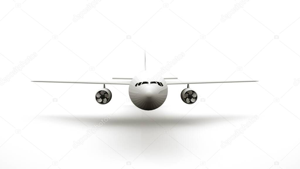 3d rendering, wings and propellers of a passenger plane. Air transport, airport, isolated element on white background, design.