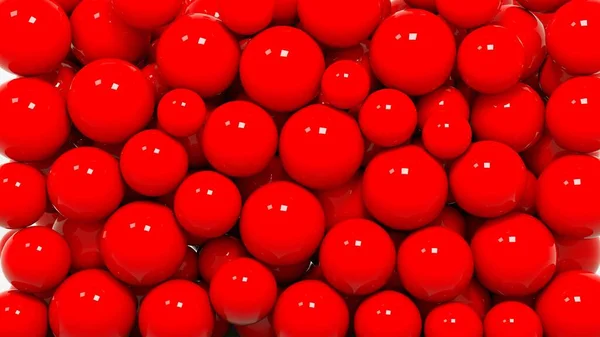 Red bubbles, 3d illustration wallpaper. Bright balls in a heap Stock Picture