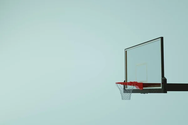 Basketbol spor yüzüğü, basketbol topu fırlatmak için izometrik bir model. İzole edilmiş beyaz bir arkaplanda halka. Üç boyutlu grafikler. Yakın plan.