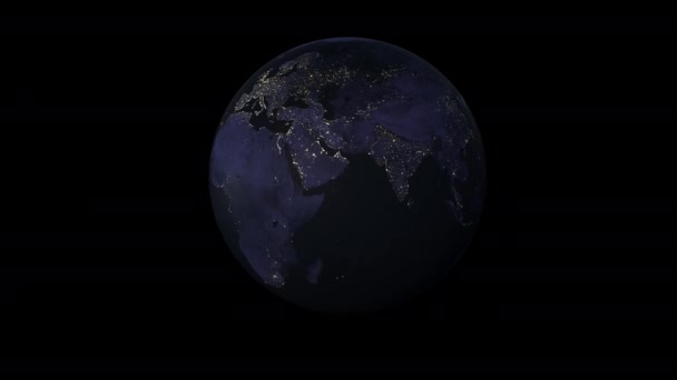 Animation of the spinning planet earth on a black background. — Stock Video