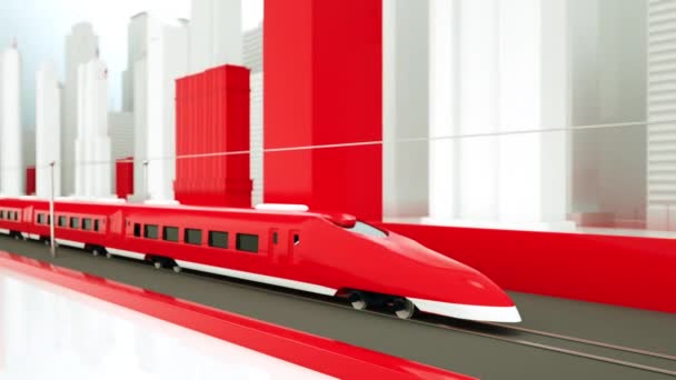 Yüksek hızlı tren animasyonu. Elektrikli yolcu treni. Çok hızlı sürüyorsun. yolculuk ve seyahat kavramı. — Stok video