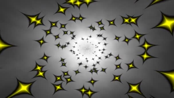 Вращающиеся звёзды в гипнотической анимации кругов — стоковое видео