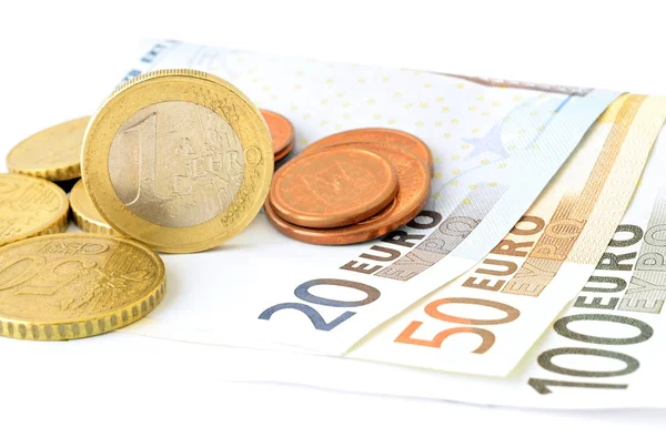 Euro-valutan på vit — Stockfoto