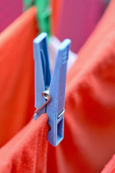 Blue clothespin closeup — Stock Photo, Image
