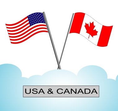 American flag crossed with Canadian flag clipart