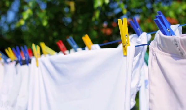 Laundry on the clothesline — Stock Photo, Image