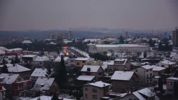 Vista sulla città in inverno — Video Stock