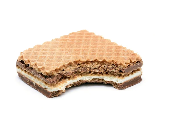 Bitten hazelnut wafer — Stock Photo, Image