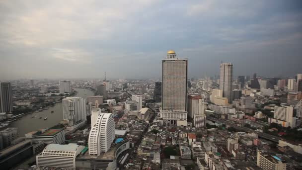 Bangkok Stadt Abend hohe Ansicht — Stockvideo