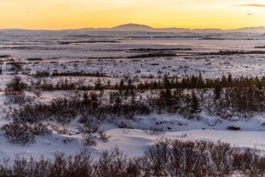Impression of a beautiful winter scene near the icelandic town of Laugarvatn
