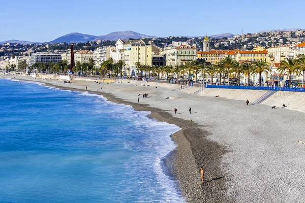 Güzel, Fransa, Tarih 13 Ocak 2016. Şehir manzarası. Promenade des Anglais üzerinde. Kış günü. — Stok fotoğraf