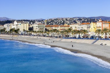 Güzel, Fransa, Tarih 13 Ocak 2016. Şehir manzarası. Promenade des Anglais üzerinde. Kış günü.