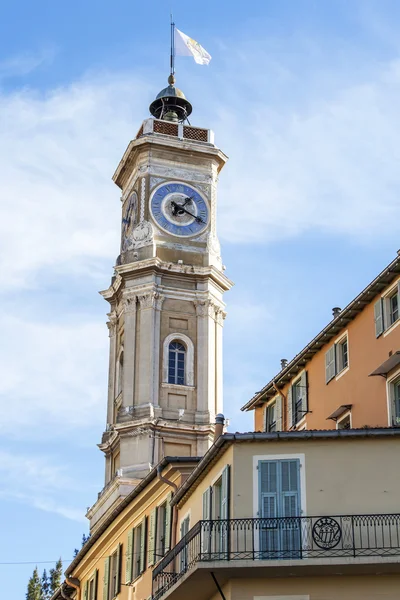 NICE, FRANÇA, em 13 de janeiro de 2016. Uma torre velha na parte histórica da cidade — Fotografia de Stock