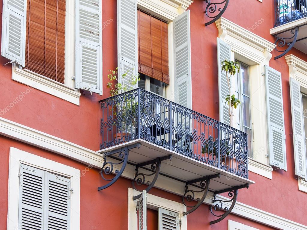 Nice, France, on JANUARY 10, 2016. Architectural details of typical buildings