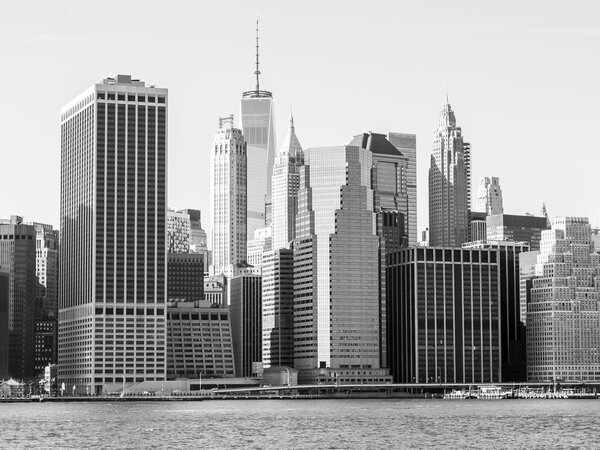 NEW YORK, USA, on MARCH 7, 2016. Skyscrapers on Manhattan. A city panorama from the sea