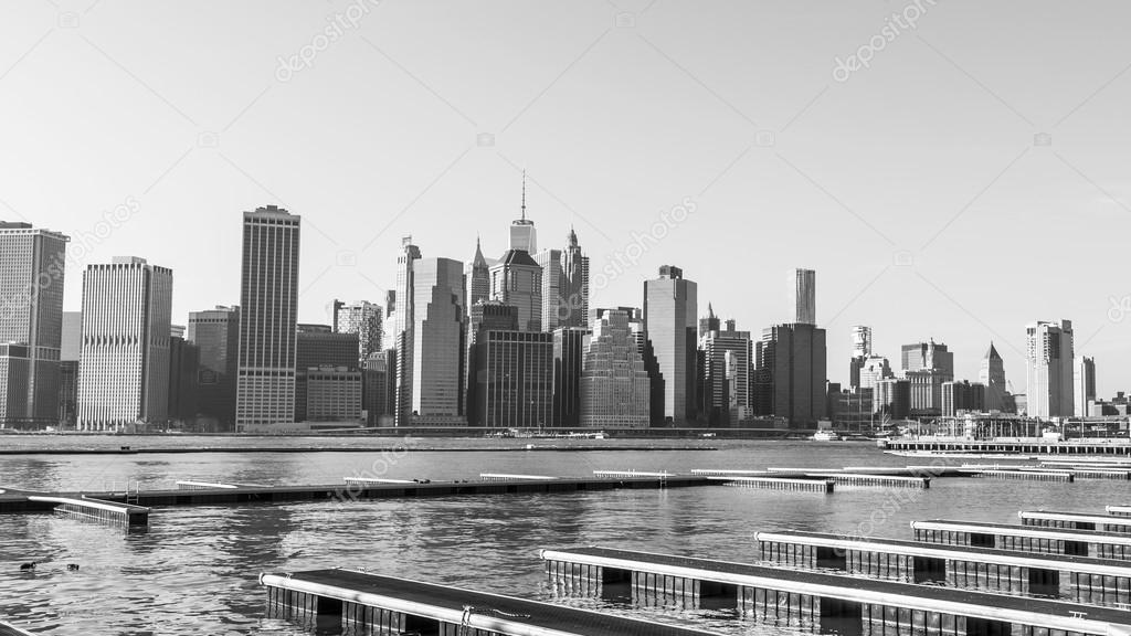 NEW YORK, USA, on MARCH 7, 2016. New York city. A view of the city and moorings for boats
