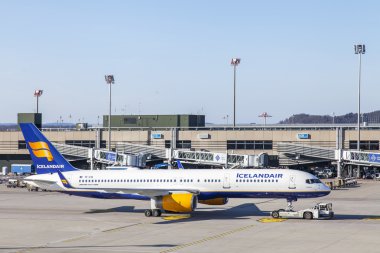 ZURICH, SWITZERLAND, on MARCH 26, 2016. Service of planes at the airport of Zurich. View from a survey terrace of the airport.