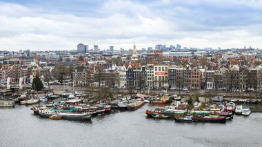 Amsterdam, Hollanda üzerinde 31 Mart 2016. Yukarıdan tipik kentsel görünümü