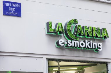 Amsterdam, Hollanda üzerinde 28 Mart 2016. Bir cofeshop iz