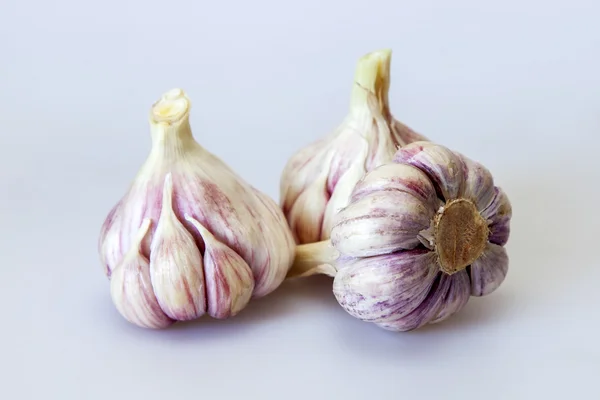 Cabezas de ajo fresco en una mesa de cocina — Foto de Stock