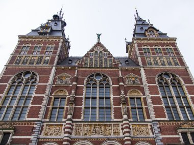 Amsterdam, Hollanda üzerinde 31 Mart 2016. Rijksmuseum. Mimari bir cephe parçası