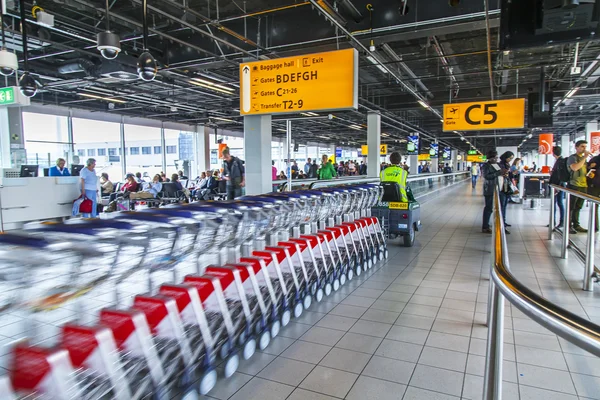 Amsterdam, Nederländerna på 5 juli 2016. Lastaren transporterar utrullningar — Stockfoto