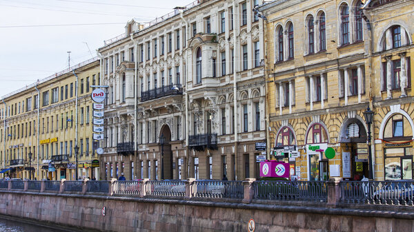 ST. PETERSBURG, RUSSIA, on August 21, 2016. Urban view. Griboyedov Canal Embankment. 