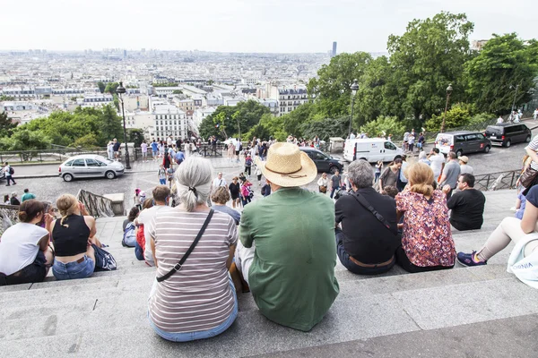 Paris, Frankrike, Europa, stad, morgon, dag, titta, landskap, stadsmiljö, syn, pittoreska, karakteristiska, stil, typisk, arkitektur, historiskt, arkitektoniskt komplex, skyline, franska, traditionell, turist, turism, attraktiv, vacker, — Stockfoto