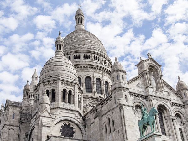 PARIS, FRANCE, on JULY 8, 2016. One of the main sights of the city - the Basilica Sakre-Kyor on the hill Montmartre, a symbol of Paris. Architectural fragment