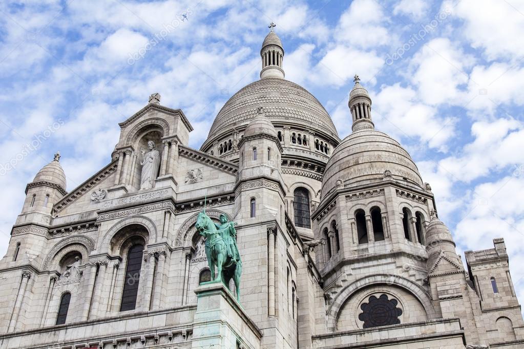 PARIS, FRANCE, on JULY 8, 2016. One of the main sights of the city - the Basilica Sakre-Kyor on the hill Montmartre, a symbol of Paris. Architectural fragment