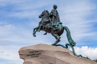 St. Petersburg, Rusya, 13 Temmuz 2020. Büyük Petr Anıtı 