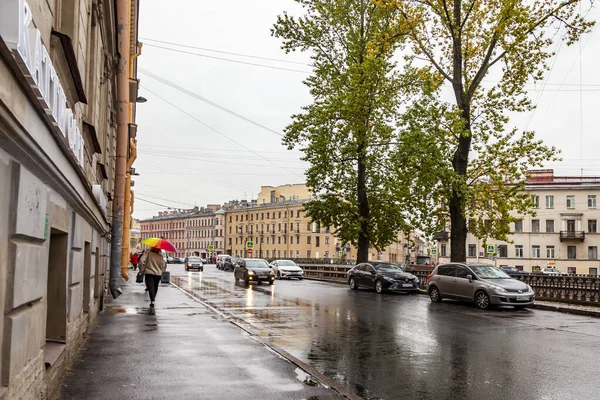 Petrohrad Rusko Října2020 Pohled Griboyedovův Průplav Jeho Malebné Náspy Deštivé — Stock fotografie
