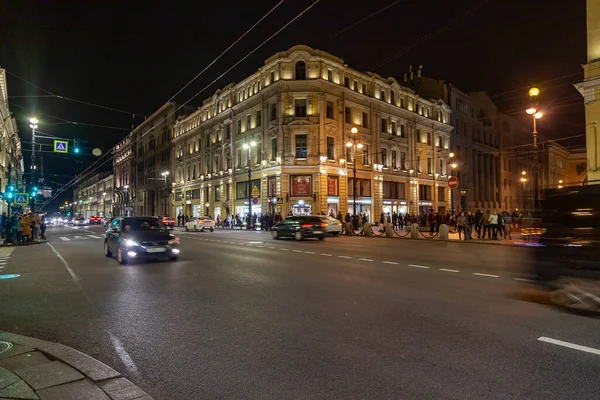 Petrohrad Rusko Října2020 Něvský Prospekt Hlavní Ulice Města Večerních Hodinách — Stock fotografie
