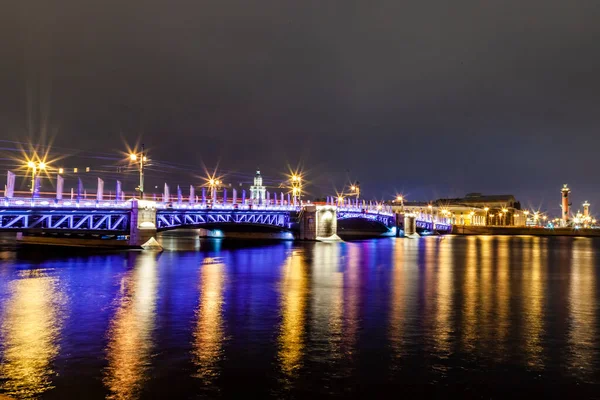 Petersburg Russia October 2020 View Palace Bridge Evening Illumination — Stock Photo, Image