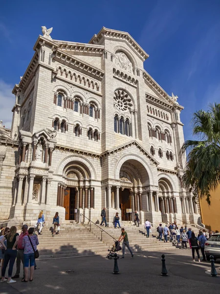 Monte Carlo Monaco Oktober 2016 Hoofdgevel Van Een Kathedraal Saint — Stockfoto