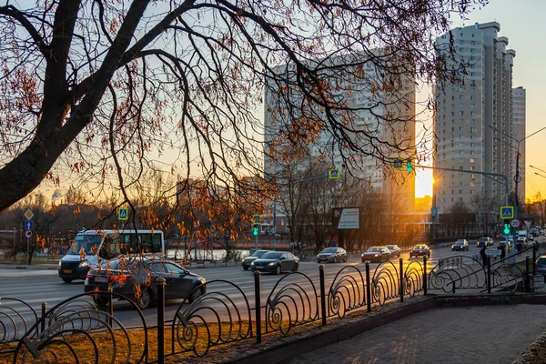 Pushkino Russia November 2020 Urban View High Point Fall Sunset — Stock Photo, Image