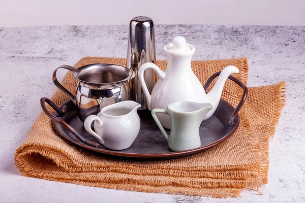 Apparatuur Voor Het Bereiden Van Verschillende Soorten Koffie Een Metalen — Stockfoto