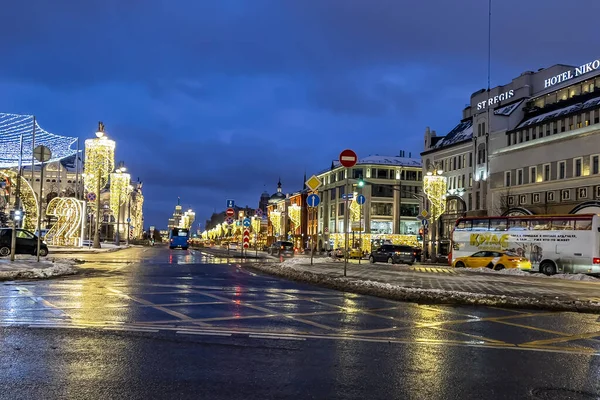 Moskwa Rosja Grudnia 2020 Zimowy Krajobraz Miejski Skyline Placu Lubyanka — Zdjęcie stockowe