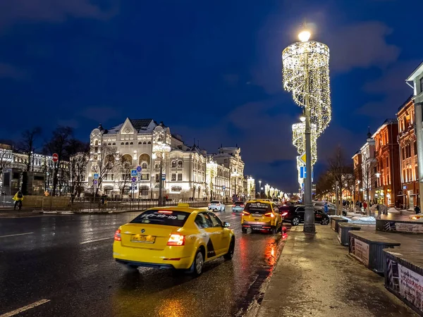 Moskva Rusko Prosince2020 Zimní Městská Krajina Panorama Lubyankova Náměstí Slavnostní — Stock fotografie