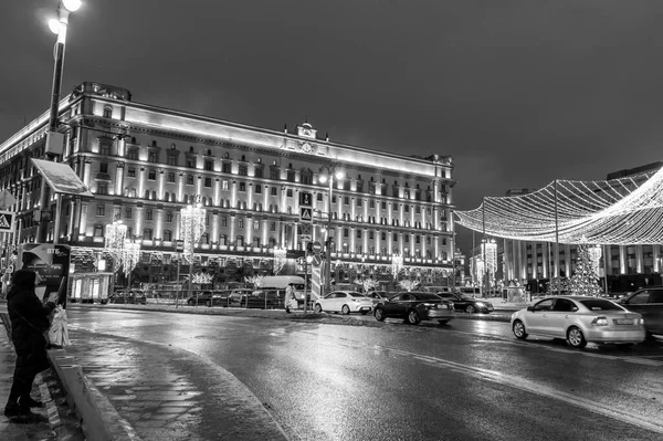 Moskva Rusko Prosince2020 Zimní Městská Krajina Panorama Lubyankova Náměstí Slavnostní — Stock fotografie