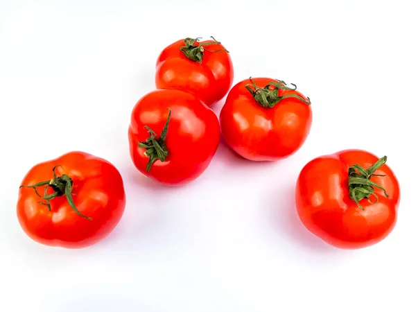 Tomates Frescos Colza Sobre Una Mesa Puesta Plana —  Fotos de Stock