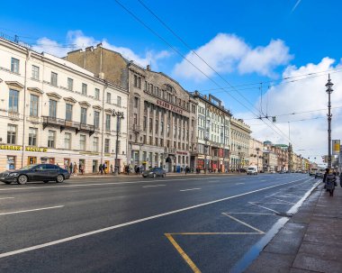 Saint Petersburg, Rusya, 6 Mart 2021. Nevsky, şehrin ana caddesi.