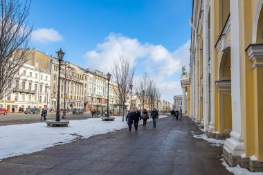 Saint Petersburg, Rusya, 6 Mart 2021. Nevsky, şehrin ana caddesi.