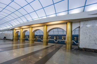 Saint Petersburg Rusya, 13 Temmuz 2020. İstasyonun içi Mezdunarodnaya